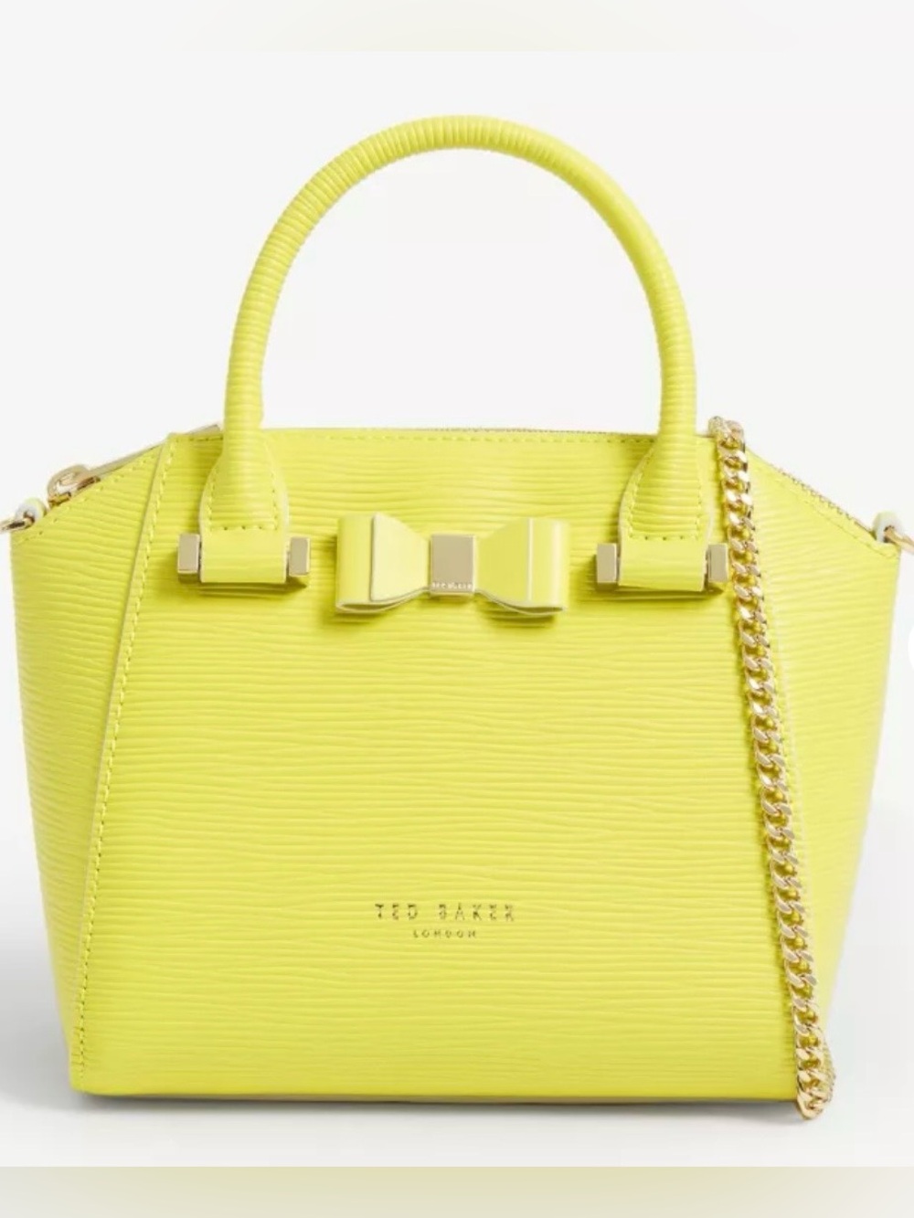 Ted Baker Bow Micro Leather Tote Bag Lime Green Crossbody Satchel
